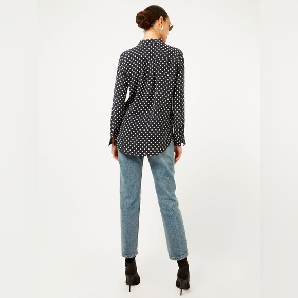 EQUIPMENT - SLIM SIGNATURE SILK SHIRT, XL, NWT - polka dots - Picture 4 of 9